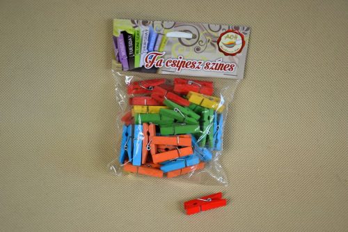Csipesz fa színes 40db/cs