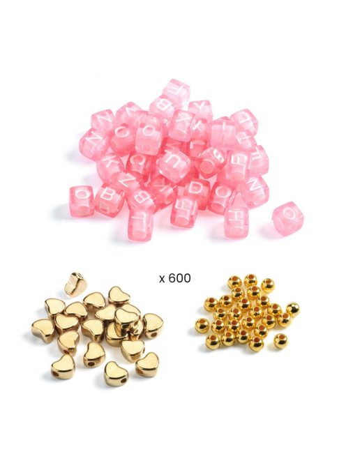 Ékszerkészítő készlet - Betű gyöngyök, arany - Alphabet beads, Gold