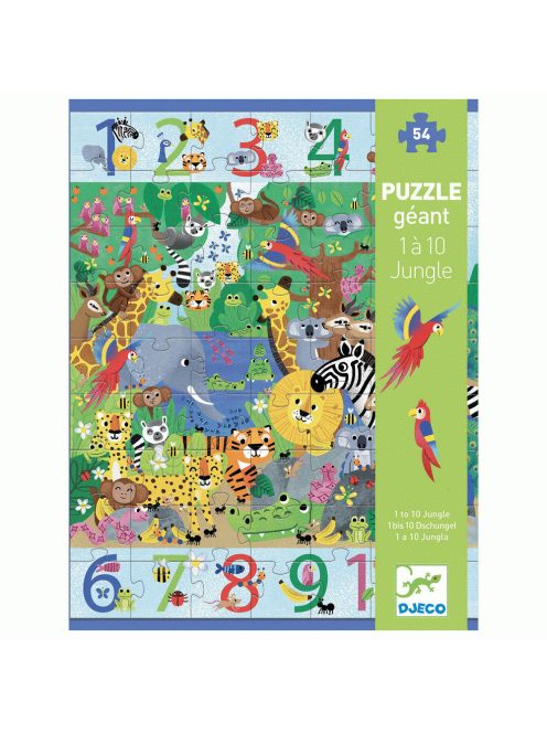 Megfigyeltető puzzle - Dzsungelben 1-10-ig, 54 db-os - 1 to 10 Jungle