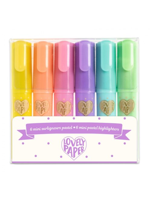 Szövegkiemelő mini toll készlet 6 pasztell színben - 6 mini pastel highlighters