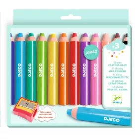   Kreatív eszközök - Vastag viaszceruza, 12 szín - 12 chunky wax crayons