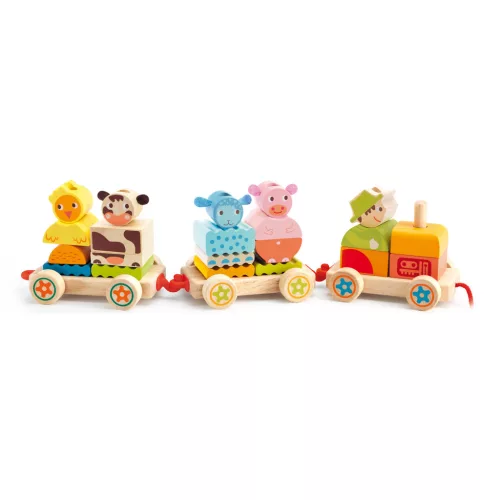 Húzható- és építőjáték - Jószág szállító traktor, 24 db-os - Créaferme