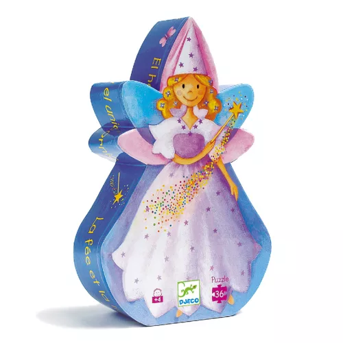 Formadobozos puzzle - Tündér és az egyszarvú, 36 db-os - The fairy and the unicorn