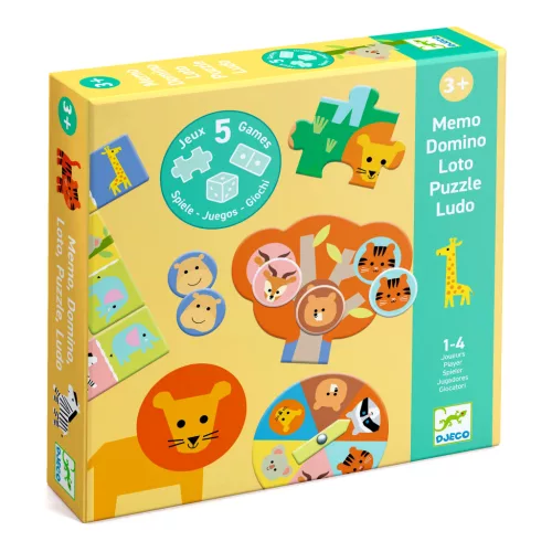 Társasjáték - 5 az 1-ben a savannán - Savannah animals, 5 GAMES