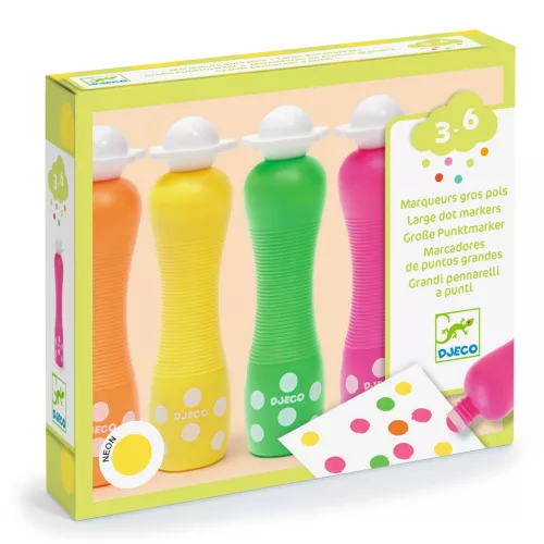 Marok filc készlet 4 fluoreszkáló színben - Pontozó színezés - Large dot markers
