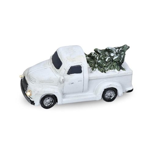 Vintage pick up fenyőfával világítós fehér