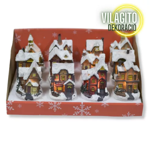 Színes világítós házikó kicsi 12db - OKOS ÁR!