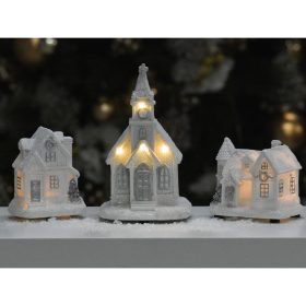 Fehér-ezüstvilágítós házikó közepes