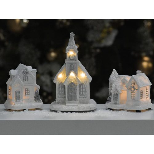 Fehér-ezüstvilágítós házikó közepes