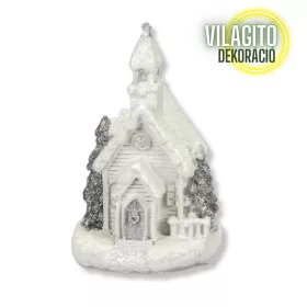 Fehér-ezüst világítós templom kicsi 1db