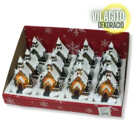 Színes világítós templom kicsi 12db/dob