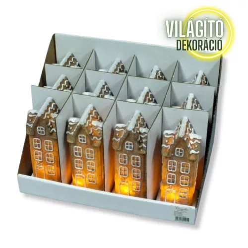 Világítós emeletes mézeskalács ház 12db/doboz - OKOSÁR!