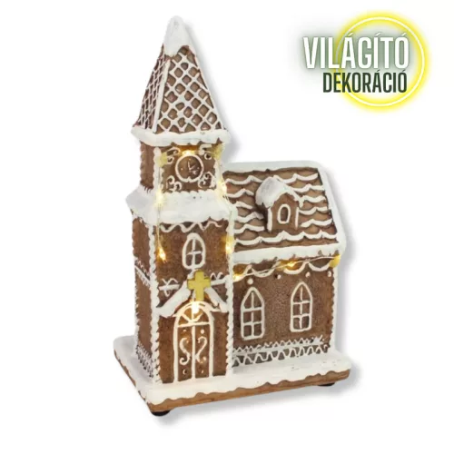 Világítós mézeskalács templom