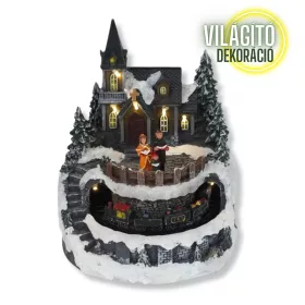 Világítós téli jelenet, vonattal