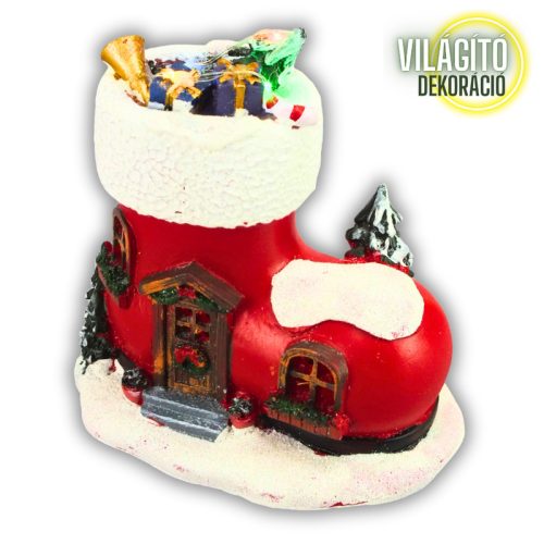 Világítós karácsonyi csizma ház - LED-es téli dekoráció