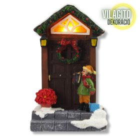   Világítós karácsonyi ajtó dekoráció - LED-es ünnepi dísz