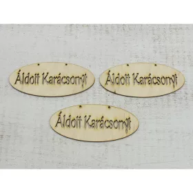  Natúr fa - "Áldott Karácsonyt" áttört tábla 3db/csomag