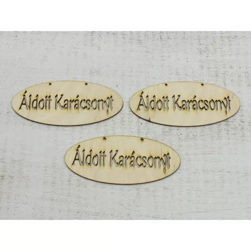 Natúr fa - "Áldott Karácsonyt" áttört tábla 3db/csomag