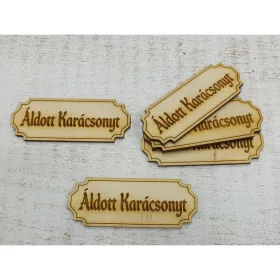   Natúr fa - "Áldott Karácsonyt" gravírozott tábla 5db/csomag
