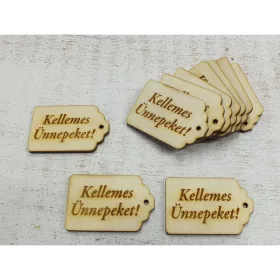   Natúr fa - "Kellemes Ünnepeket" scrapbook tábla 3x4,5cm 10db/csomag