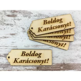   Natúr fa - "Boldog Karácsonyt" scrapbook táblák 3x8cm 5db/csomag