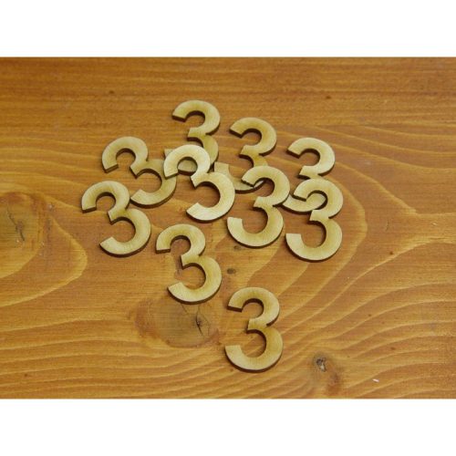Natúr fa - Számok 3-as 3cm 10db/csomag