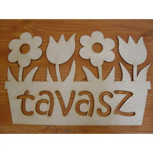 Natúr fa - "Tavasz" tábla virágládás 32cm