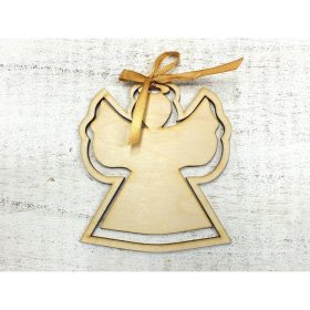 Natúr fa - Angyal kerettel 10,5x12cm