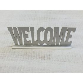 Fa "Welcome" tábla talpas fehér 25cm