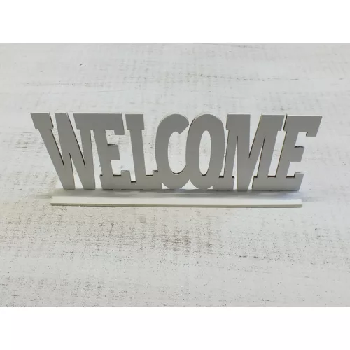 Fa "Welcome" tábla talpas fehér 25cm