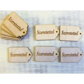   Natúr fa - "Szeretettel" gravírozott scrapbook tábla 10db/csomag