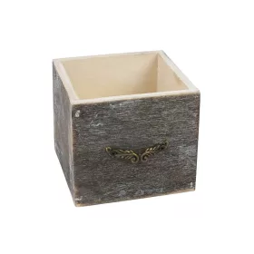   Fiók dekoláda szürke koptatott kocka fém fogantyúval 9x9cm