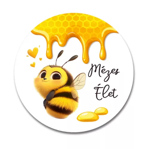 Nyomtatott fa tábla koszorú közép - Mézes élet 11,8cm