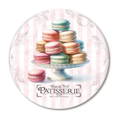 Nyomtatott fa tábla koszorú közép - Macaron 11,8cm