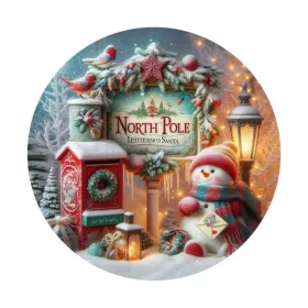 Nyomtatott fa tábla koszorú közép - North pole11,8cm