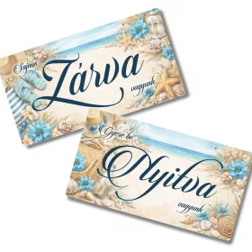  Nyomtatott fa tábla - Zárva-Nyitva 24,3x13cm - tengeparti