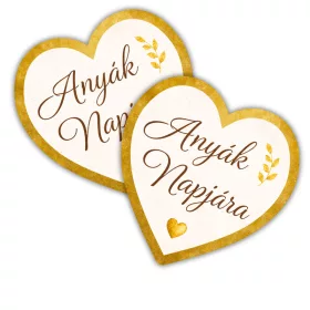   Nyomtatott fa tábla - Anyák napjára arany szív 9cm 2db/csom