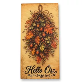 Nyomtatott fa tábla 8x16cm - Hello Ősz