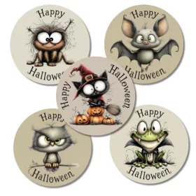 Nyomtatott fa tábla - Happy halloween szett 5db/csomag