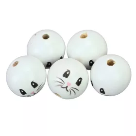   Nyomtatott fehér fagolyó nyuszi fiú arccal 30mm 5db/csomag