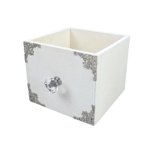 Dekoláda fehér kocka gombbal 13x13x11cm