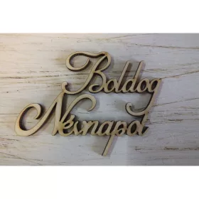   Natúr fa - "Boldog névnapot" felirat 9cm 3db/csomag