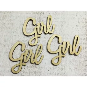 Natúr fa - "Girl" felirat  3db/csomag