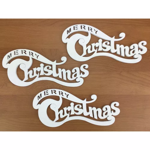 Merry Christmas íves 20cm fehér  3db/csomag