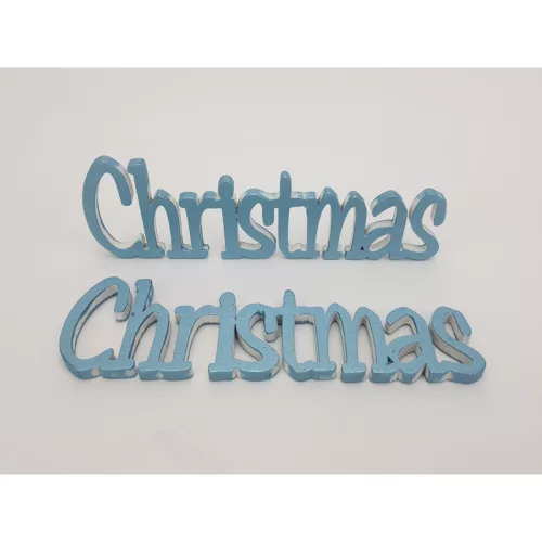 Christmas felirat metál kékezüst 15cm 2db/csomag