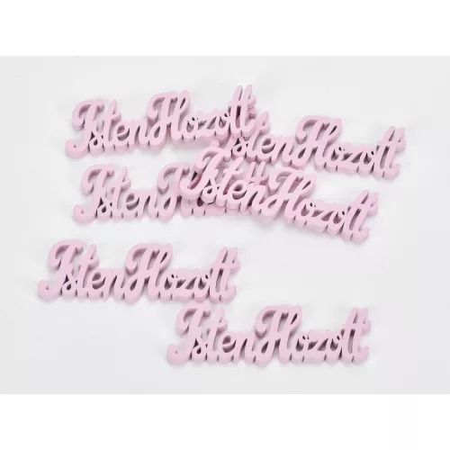 Fa "Isten Hozott" felirat pink 10cm 6db/csomag