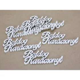 Boldog karácsonyt felirat fehér 10cm 6db/csomag