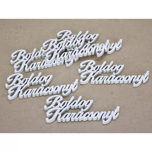 Boldog karácsonyt felirat fehér 10cm 6db/csomag