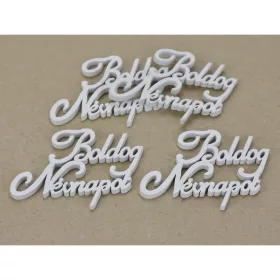 Boldog Névnapot felirat fehér 8,5cm 4db/csomag