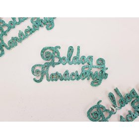   Csillogó Boldog Karácsonyt felirat elegáns türkiz 3db/csom